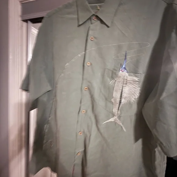 BAMBOO Green Shirt with Embroidered Logo - Picture 1 of 7